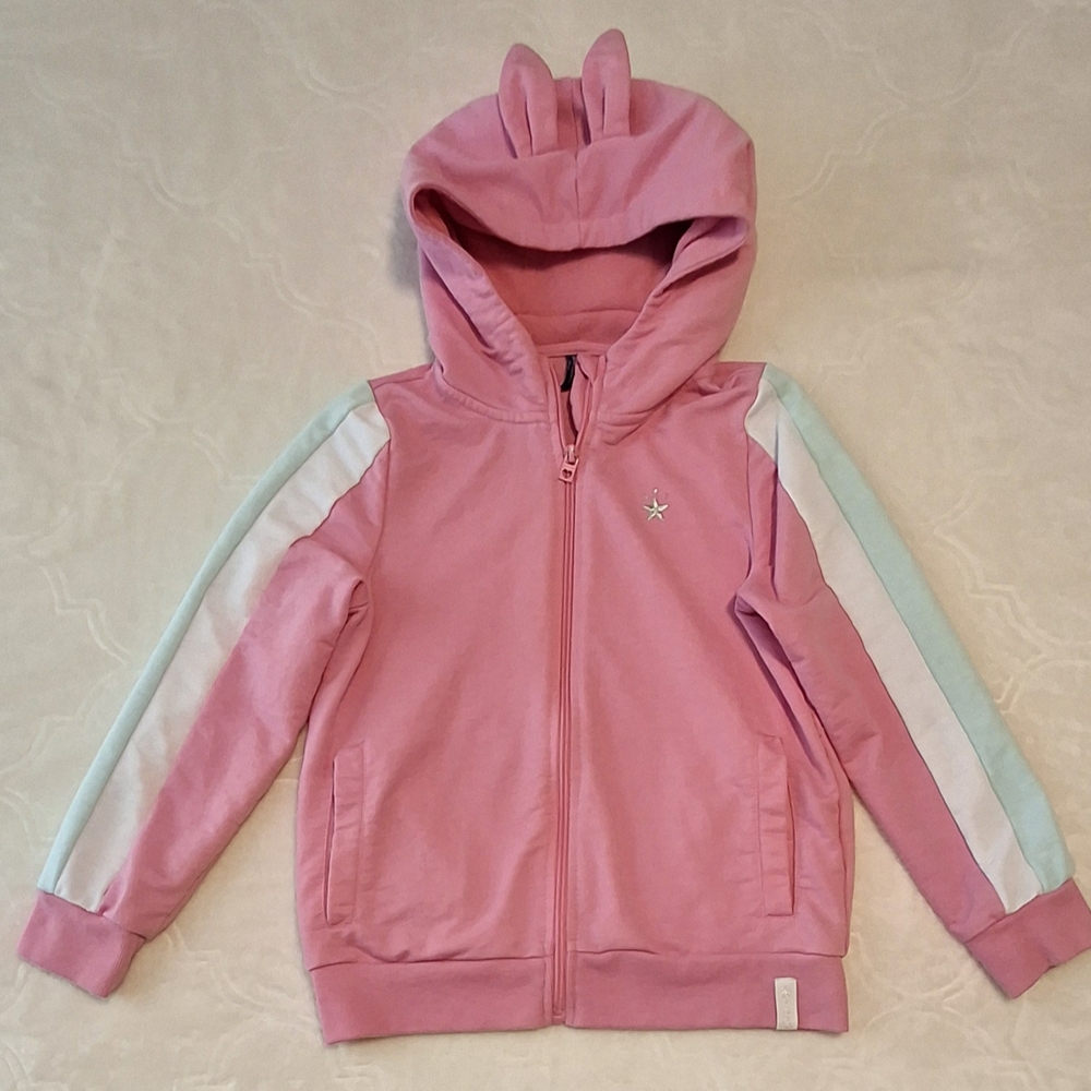 Charming Pink Kids Hoodie with Bunny Ears. Zipper Hoodie. Girls Hoodie. Cute.